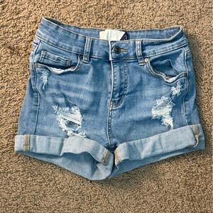 High Rise Distressed Denim jean Shorts